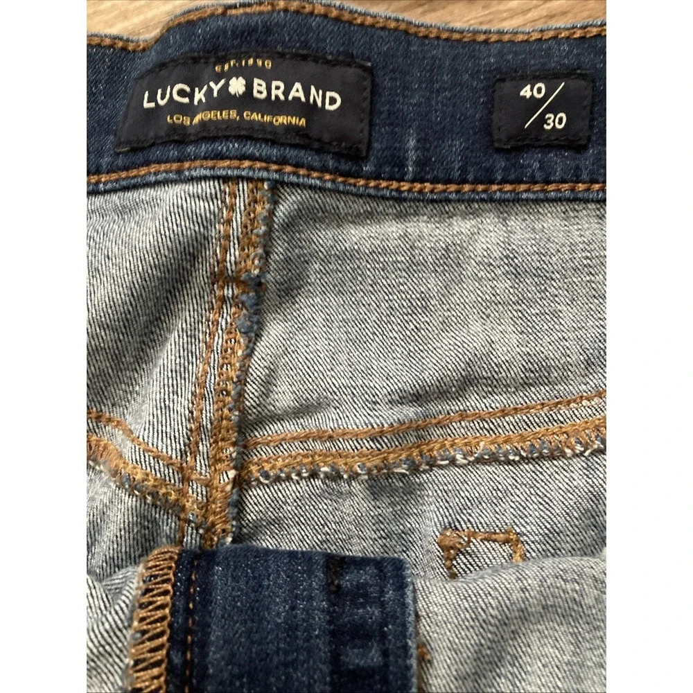 Lucky Brand 121 Slim Straight Jeans Mens 40x30 Medium Wash Blue Denim Pants